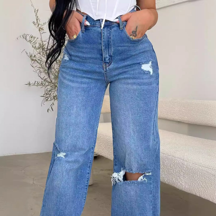 Dame Løst Skåret Jeans med Destroyed-detaljer Stilla