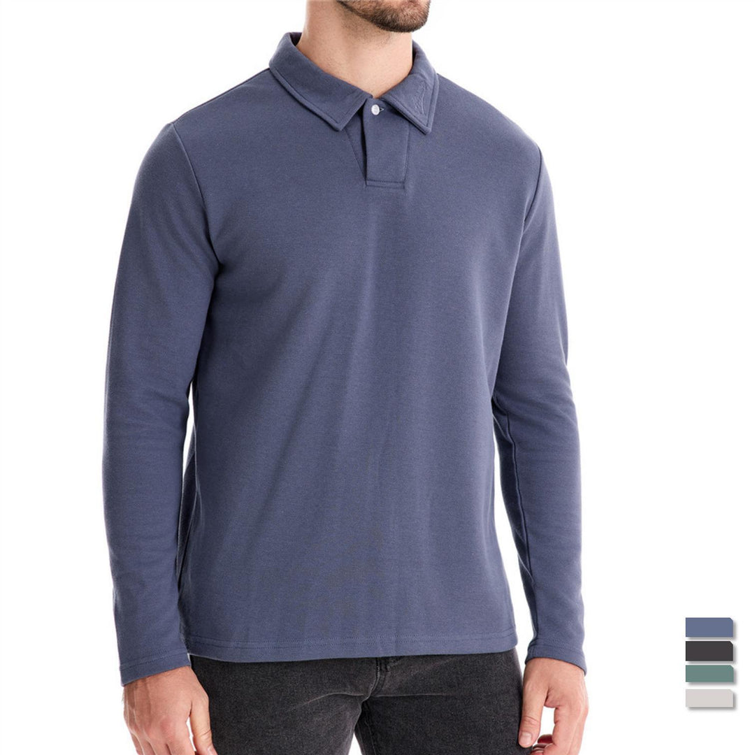 Herrer Langærmet Poloshirt med intensivt strukturelt design og klassisk krave Stilla