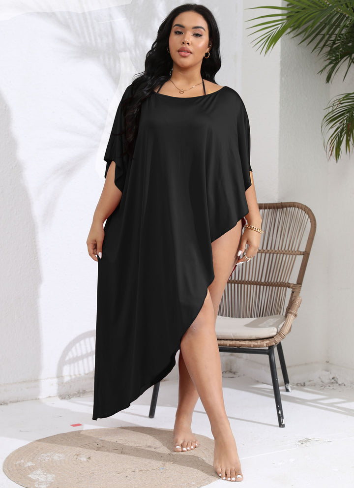 Dame strand tunika med asymmetrisk snit og elegant schlange mønster Stilla