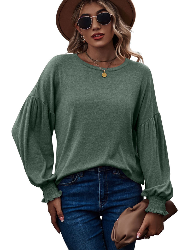 Dame Fashion Pullover top med enkle flæsedetaljer Stilla