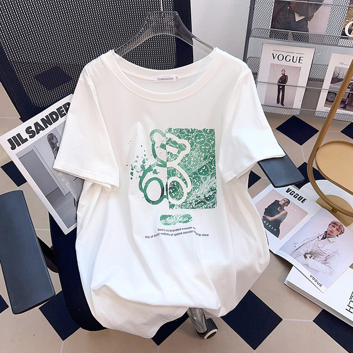 Dame T-Shirt med kunstnerisk teddy-design og afslappet skærsnit Stilla