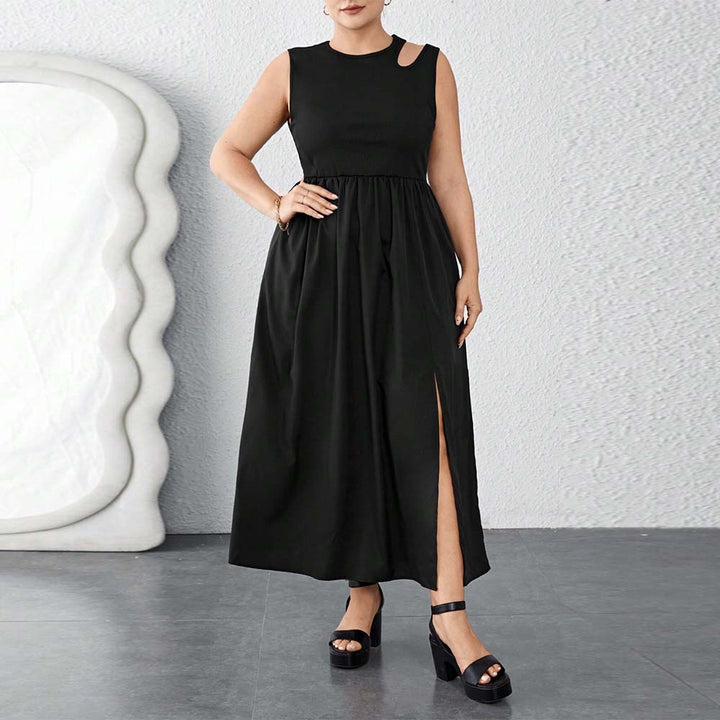 Dame maxikjole med sidelæg og elegant design Skovae
