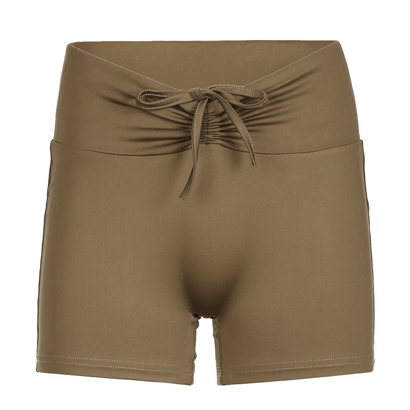 Dame Sporty Top- og Shorts-Sæt med justerbar talje og elastisk materiale Skovae