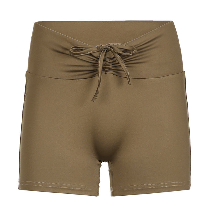 Damer Sporty Crop-top og Shorts-sæt med justerbar linning Skovae
