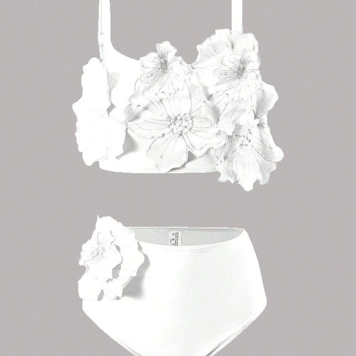 Dame To-delt Bikini-sæt med blomsterdesign og højt skåret trusse Skovae