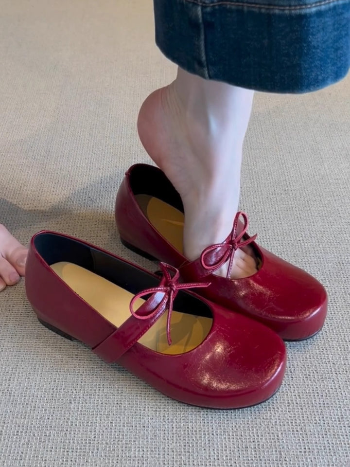 Dame Komfort Mary Jane Ballerinas med justerbar båndsløjfe Stilla