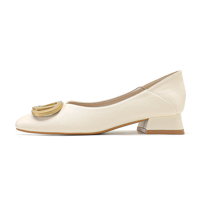 Femme Blok-hæls Ballerinaer med dekorativ metallic Accent Stilla