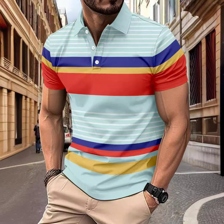 Herrer Poloshirt med moderne stribemønster og høj kvalitet bomuldsblanding Stilla