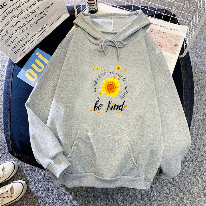 Kvinders hoodie med inspirerende solsikke design Skovae