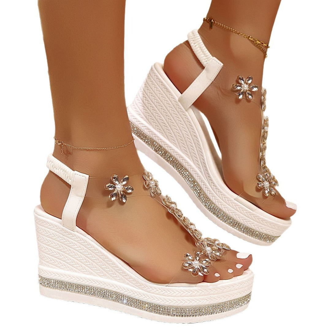 Dame blomsterdekorerede kile sandaler Stilla