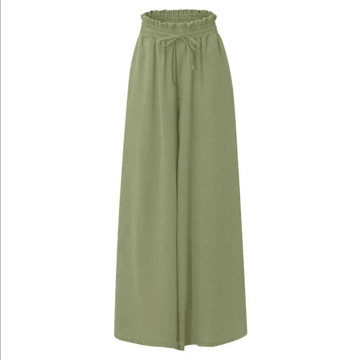 Dame bred linenbukser med snor og dybt lomme design Stilla