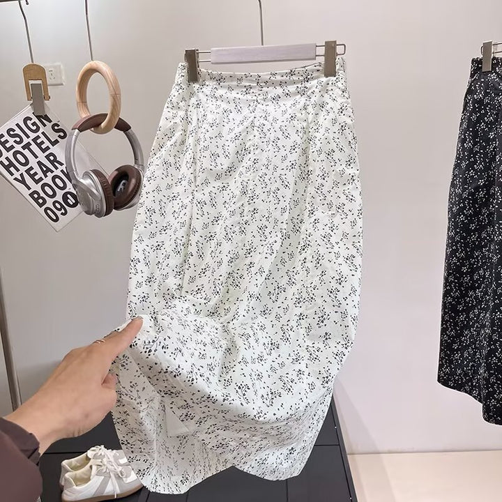 Kvindernes midi-nederdel med blomsterprint og elastisk talje Stilla