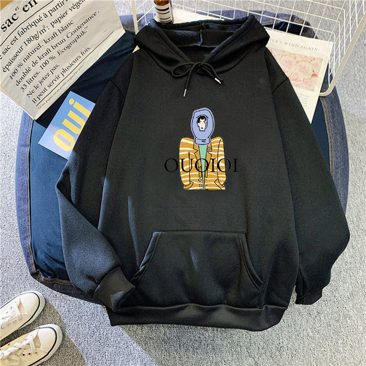 Dame hoodie med unikt cartoon design Skovae