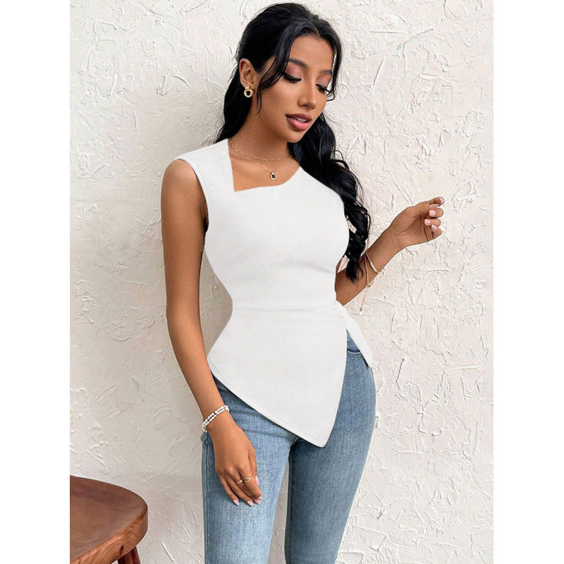 Damen Schnittiges Oberteil mit asymmetrischem Saum und figurbetontem Design Skovae