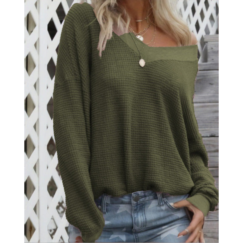 Kvinders Off-Shoulder Strikket Sweater med Voluminøse Ærmer Stilla