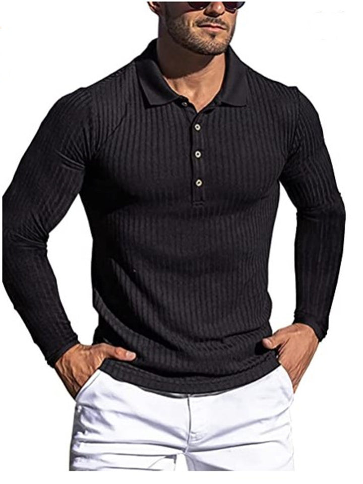 Herre struktureret langærmet polo shirt Stilla