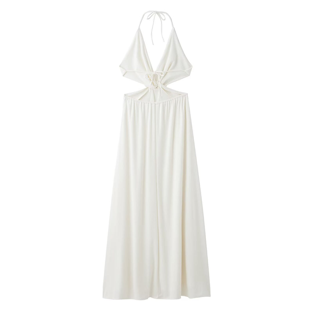 Dame Halterneck Maxi Kjole med Twist-Detail Stilla