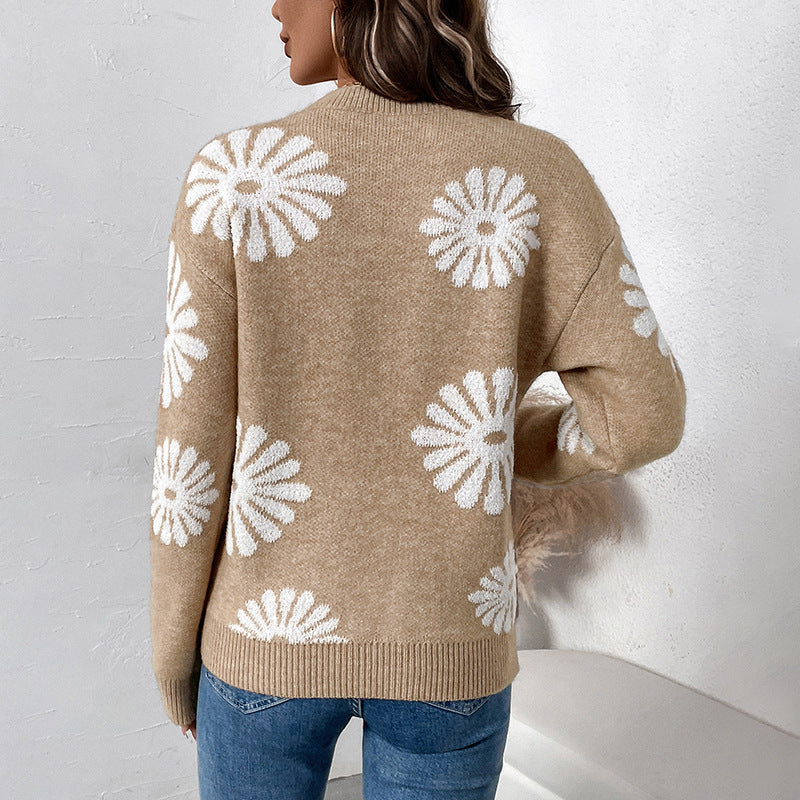 Dame sweater med blomsterdesign Stilla