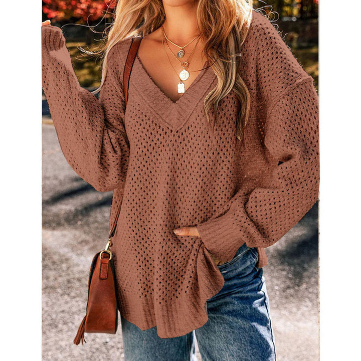 Damer luftig strikket sweater med moderne blonder mønster Stilla