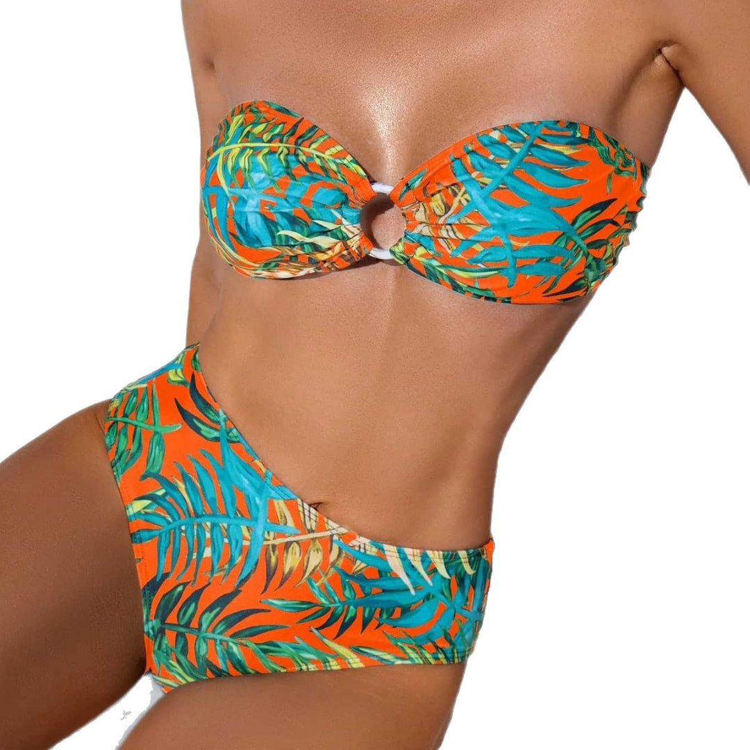 Dame Højskåret Bikini med unikt Ring-Detalje Skovae