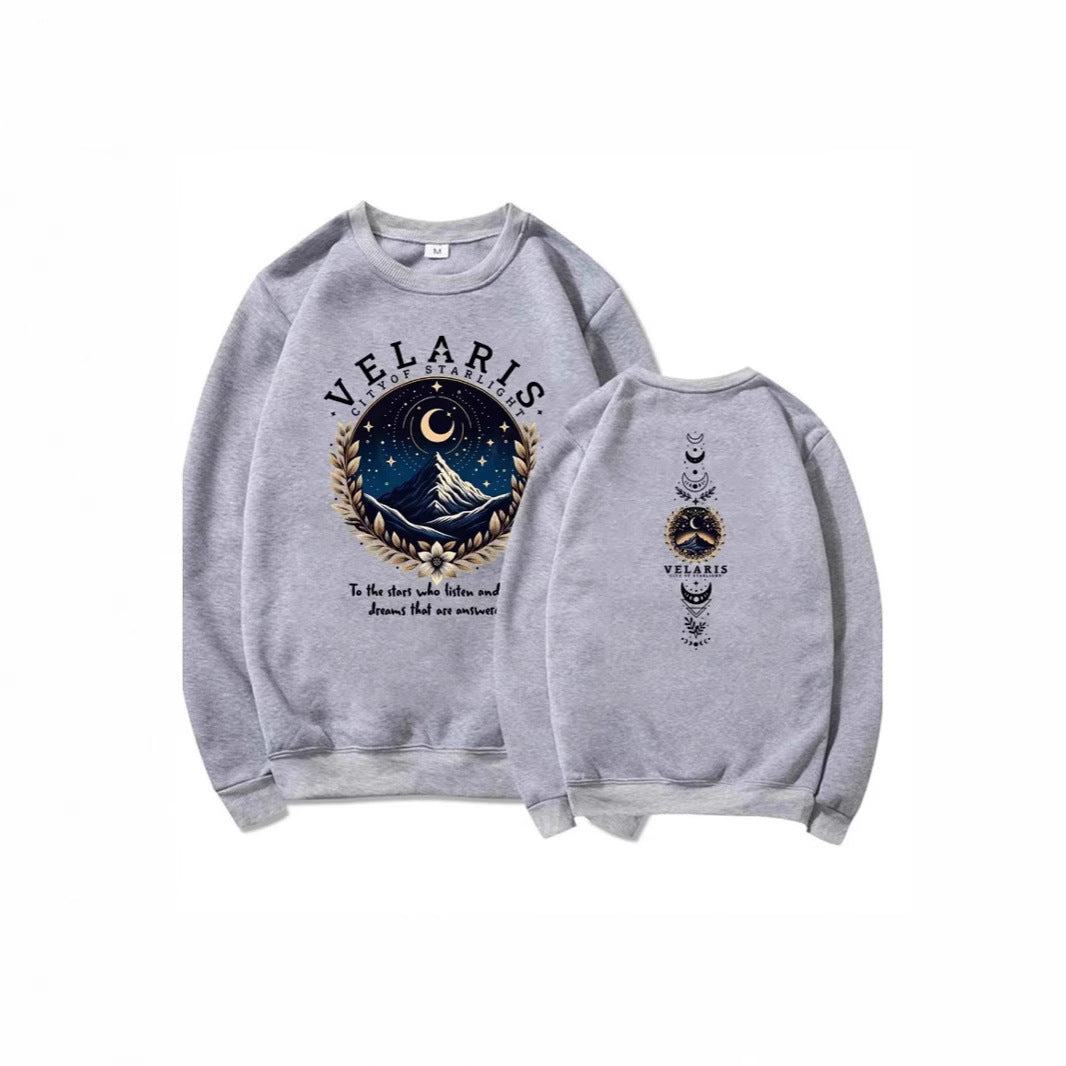 Kvinders sweatshirt med kunstnerisk nattehimmel motiv Skovae