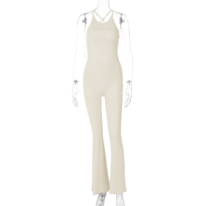 Dame Elegant Flared-jumpsuit med justerbare stropper og flot rygudskæring Stilla