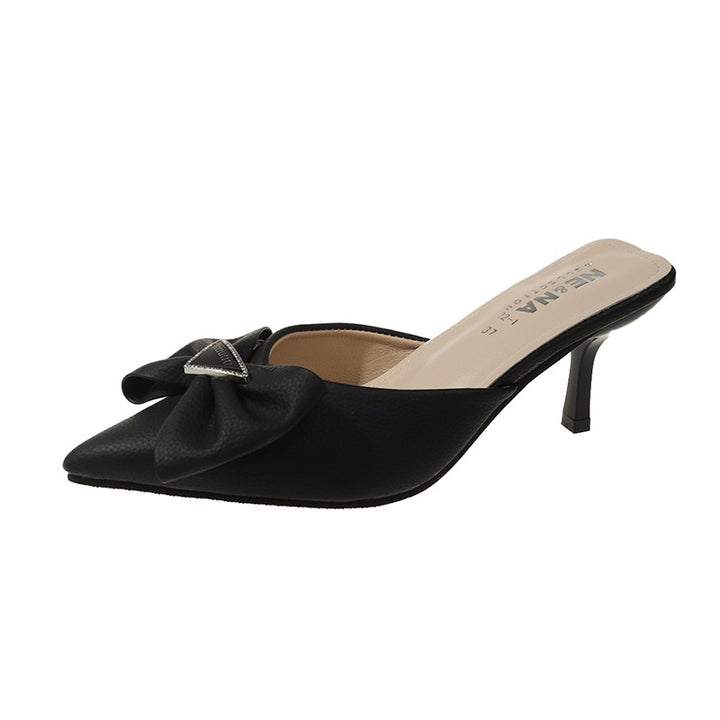 Dame Slingback-sandaler med dekorativ sløjfe-applikation og elegant spids-design Stilla