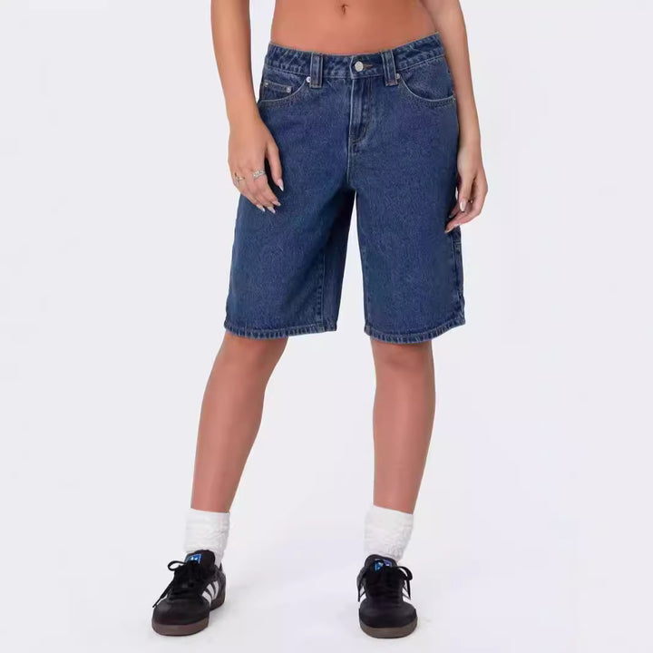 Dame Høj Talje Denim-Bermudas med afslappet snit og praktiske lommer Stilla
