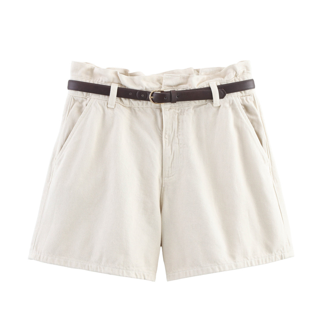 Dame Casual Højtaljede Chino Shorts med Bælte Stilla