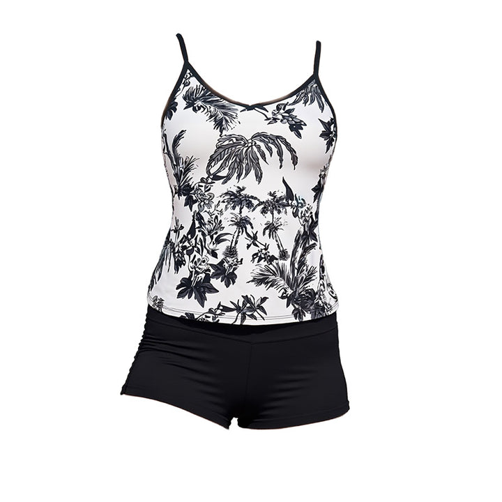 Dame Tankini med blomsterprint og korte shorts Skovae