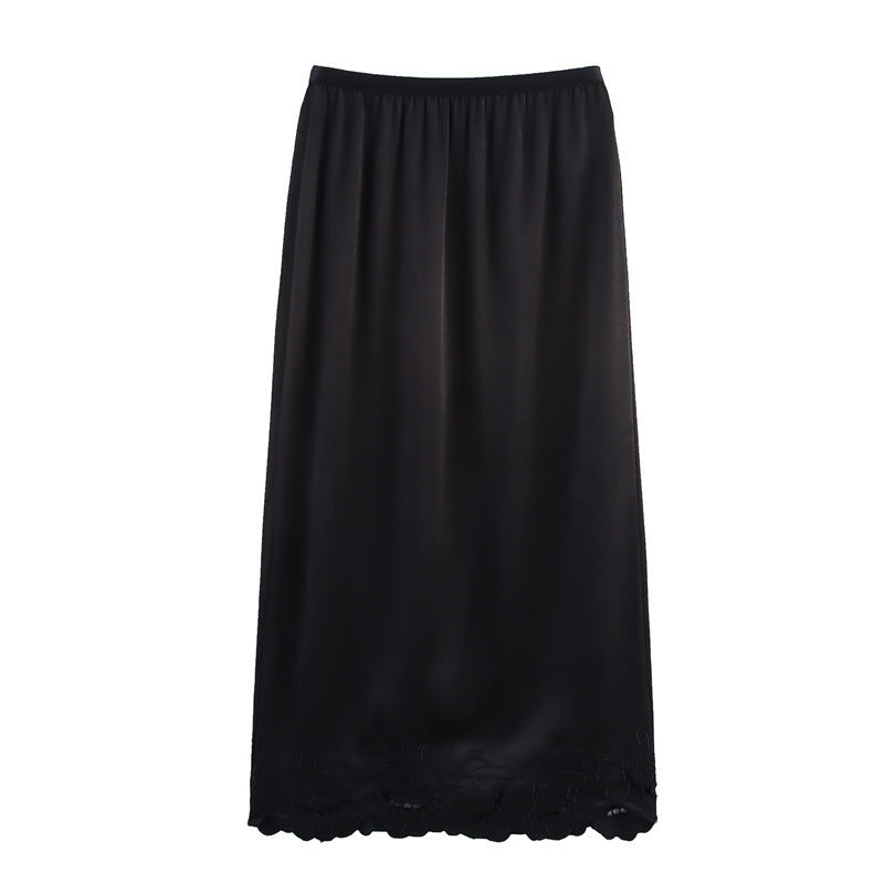 Dame elegant maxiskørt med floral spidseindsats Stilla