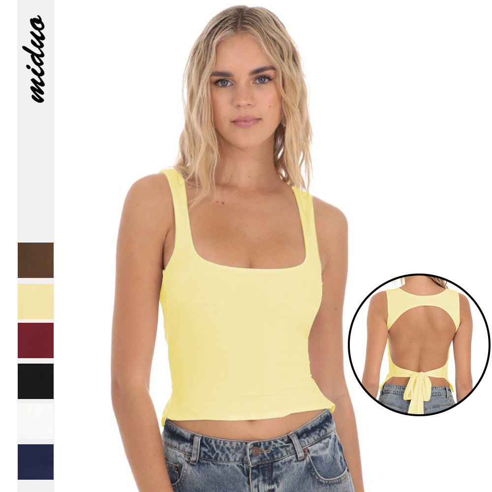 Dame moderne Crop-Top med firkantet udskæring og brede stropper Stilla