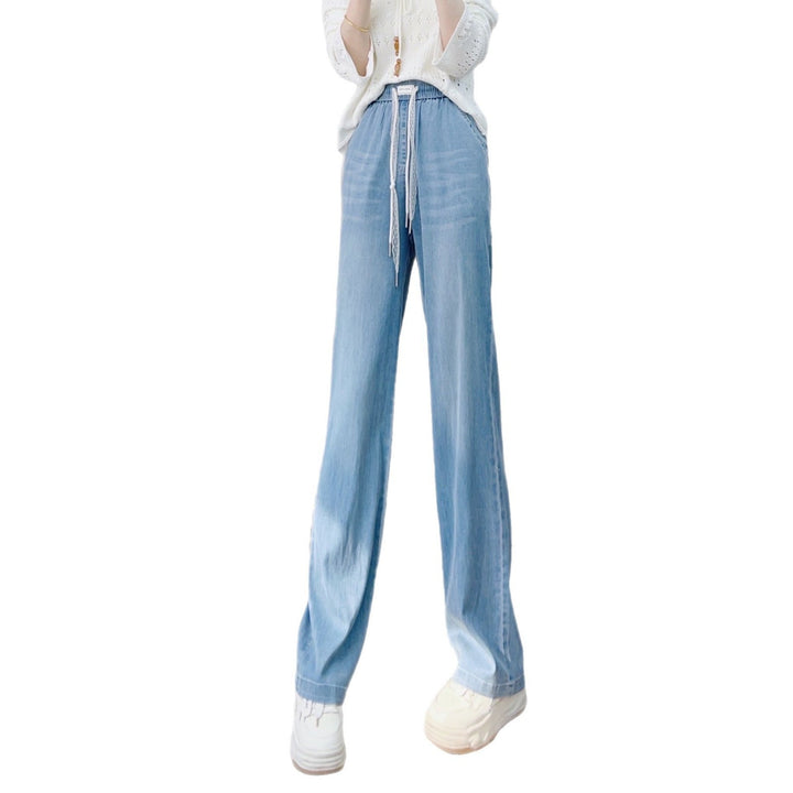 Dame brede jeans med elastisk talje og afslappet snit Stilla
