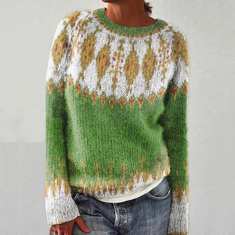 Kvindernes strikkede sweater med levende mønster og behagelig pasform Stilla