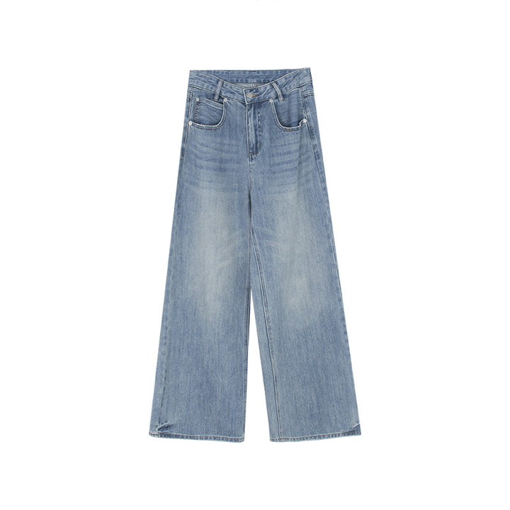 Dame brede High-Waist jeans lavet af denim med elastisk talje og moderne vaskninger Stilla