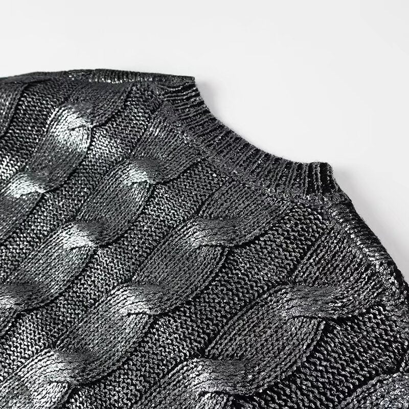 Dame Grovstrikket pullover med elegant strukturmønster Stilla