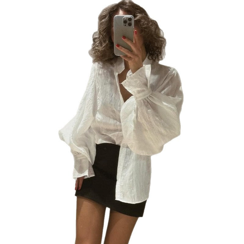 Dame Mode Bluse med voluminøse ærmer og elegant struktur Stilla