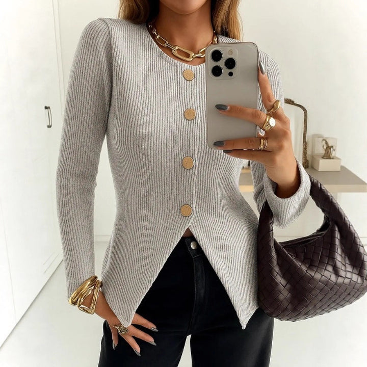 Kvinders elegante cardigan med dekorative knapper Stilla