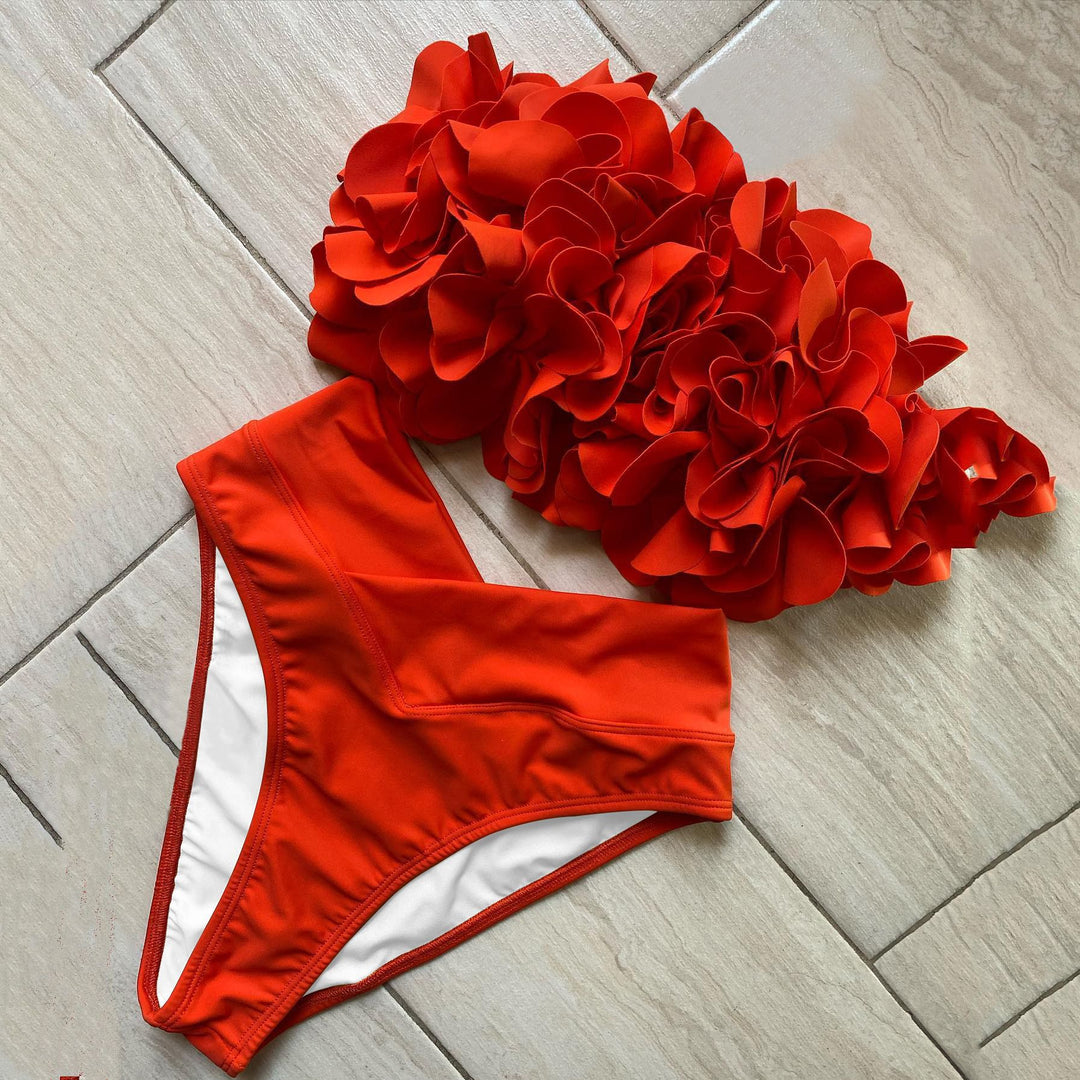 Dame Bikini-sæt med blomsterapplikationer og højtskåret underdel Stilla
