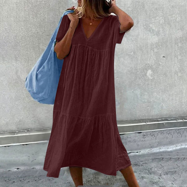 Dame afslappet viskose maxikjole med bred kant Stilla