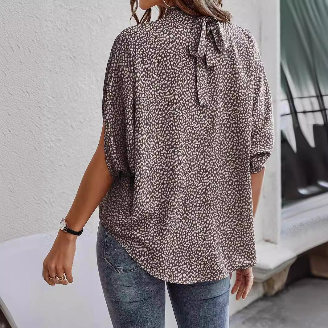 Dame luftig Bluse med elegant ståkrave Stilla