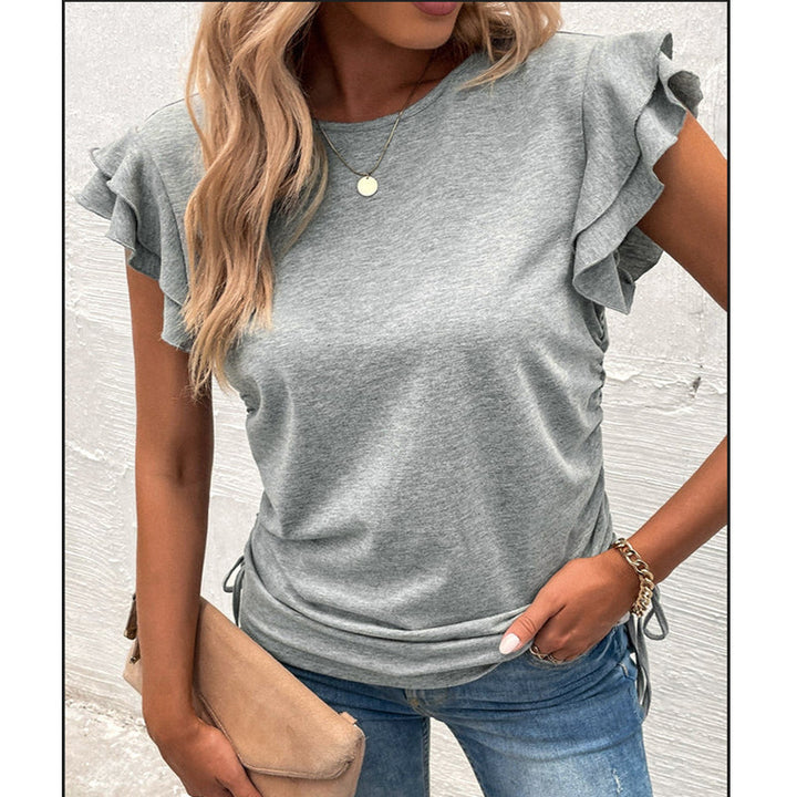 Dame stilfuld T-shirt med flæse detaljer Stilla