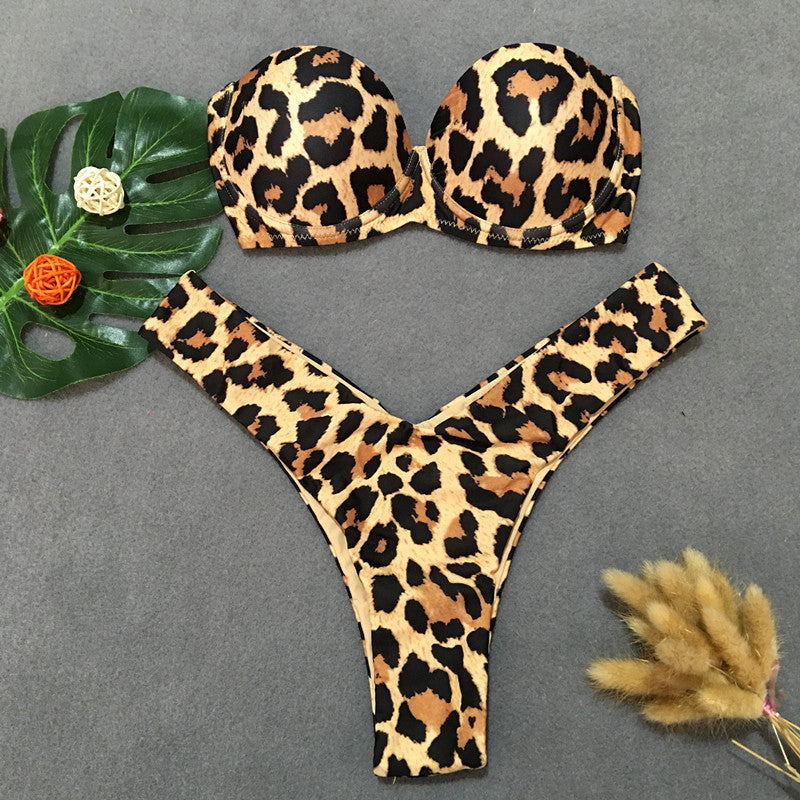 Dame Strapless Leopardmønster Bikini-Sæt Stilla