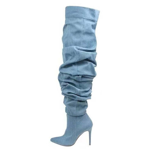 Femme Slouchy Over-knæ Stiletto Støvler Stilla
