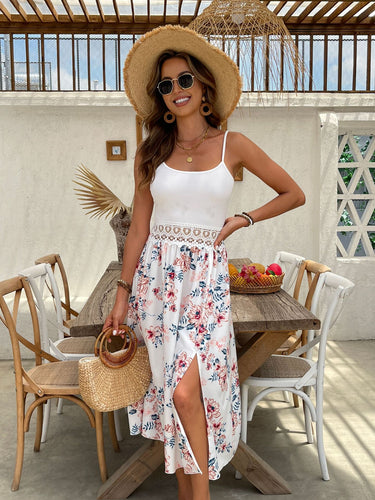 Dame Elegant Floral Midi Kjole Stilla