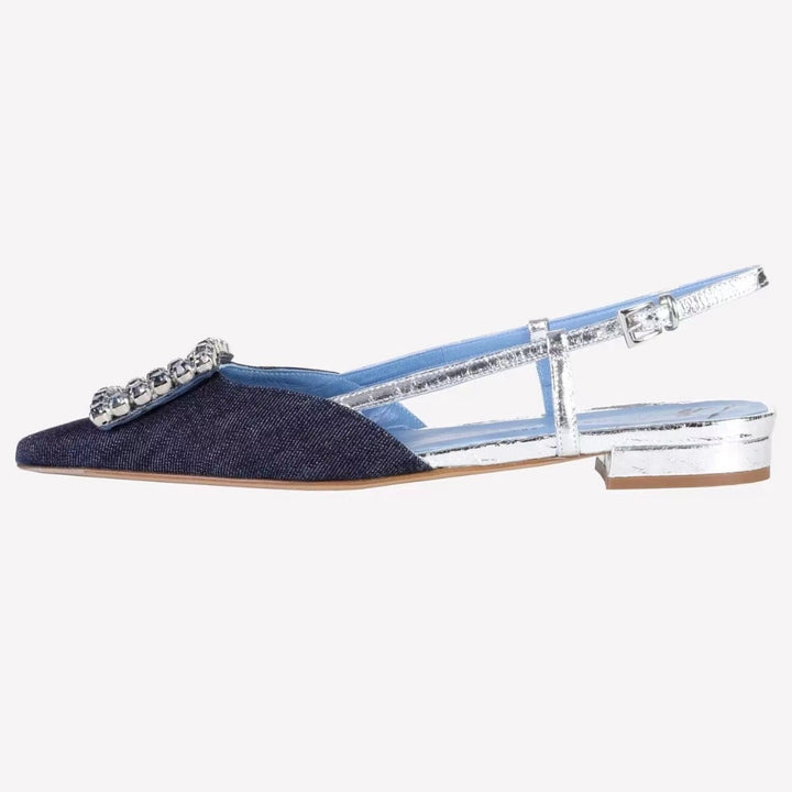 Femme Slingback-flade med krystaldekoration Stilla