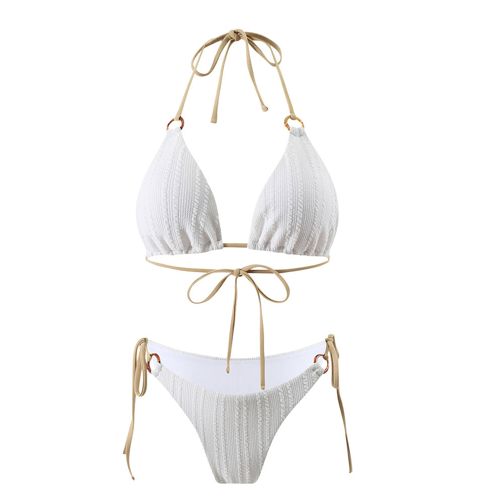 Dame Triangel-Bikini-sæt med raffineret hæklemønster og justerbare bindebånd Stilla