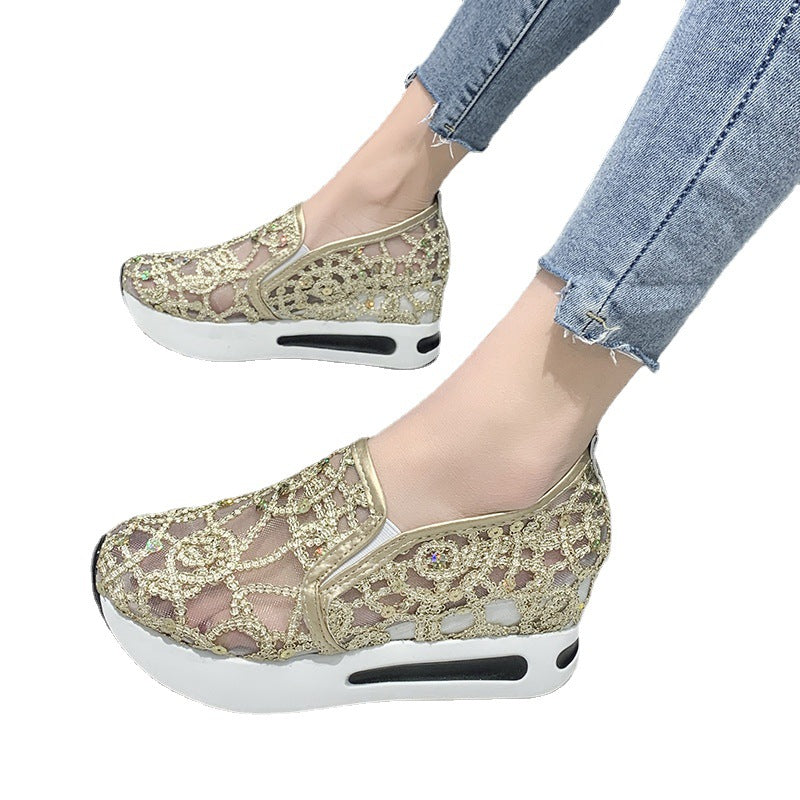 Dame Slip-On Sneakers med funklende spids-design og skridsikker sål Stilla