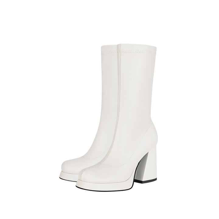 Femme Chunky Platform Lårhøje Stiletto Støvler Stilla