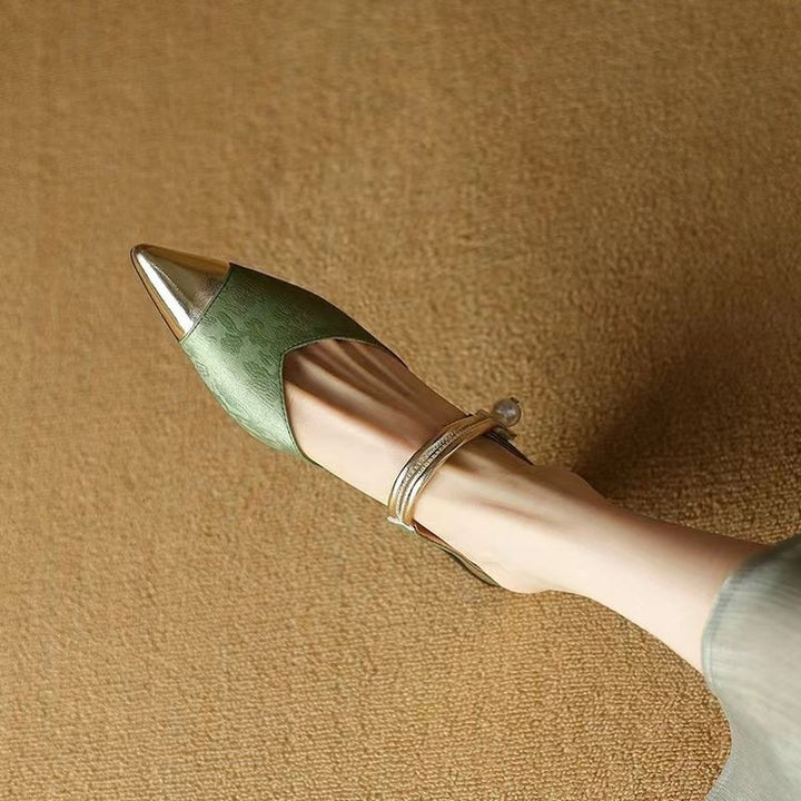 Dame elegante Slingback-pantoletten med fashionabel metalaccent og komfortabel blokhælhæl Stilla